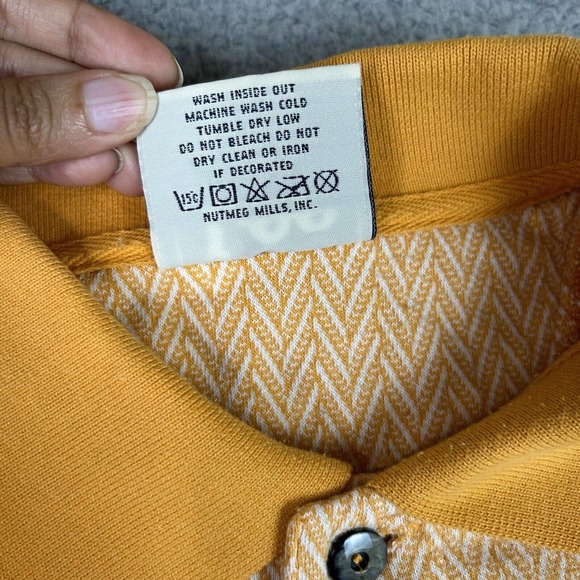 Lee Sport Shirt Mens Large Orange Striped Vtg TN Polo‎ Short Sleeve Embroidered - Picture 7 of 10